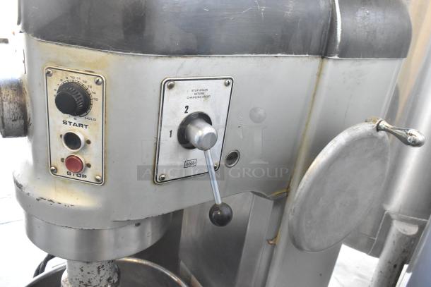 Hobart P660 60-quart planetary dough mixer, commercial floor model with metal bowl. Visible wear, 208V, 1 phase.