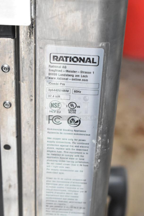 2021 Rational iCombiPro convection oven label, showing model LM100CE.AXXXX, LM100EE.AXXXX, 440/480V, 3 Phase, 37.4 kW.