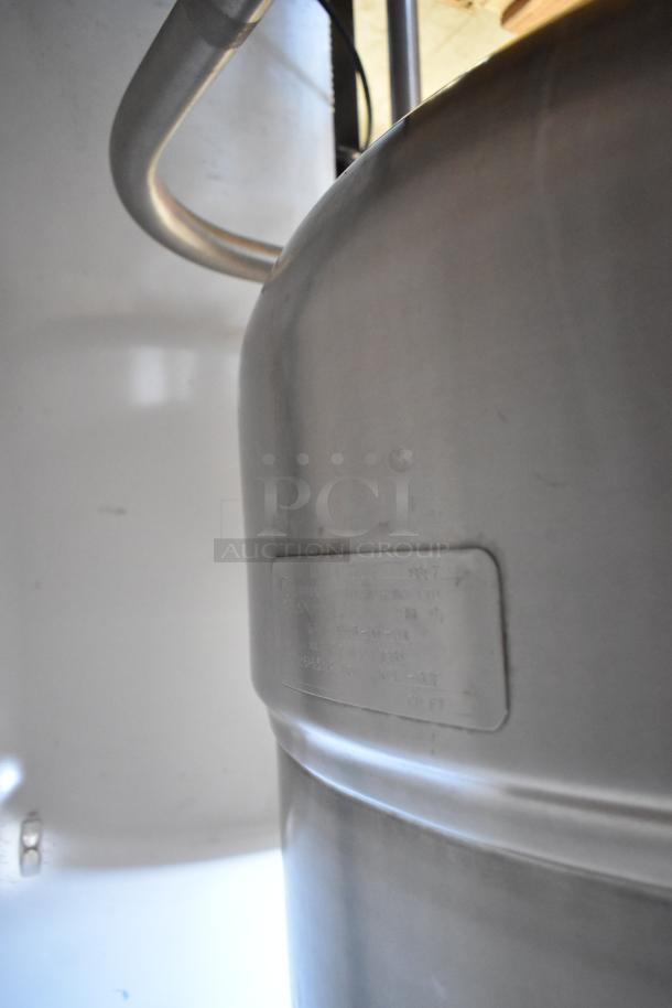 Cleveland KDL-60T stainless steel 60-gallon steam kettle; commercial use, floor style, visible label with model and specs.