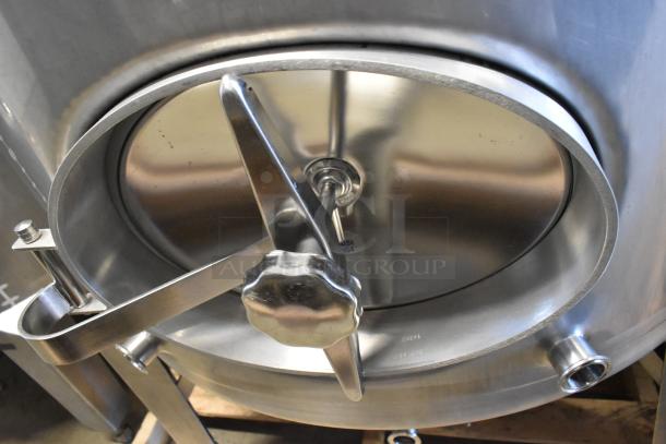 Stainless steel commercial 10 BBL beer tax determination tank, clear beer tank, floor style, in excellent condition.