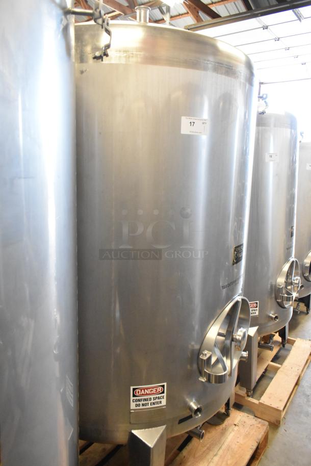 Stainless steel 10 BBL/420 gallon beer tax determination tank in excellent condition. Features vents and access ports.