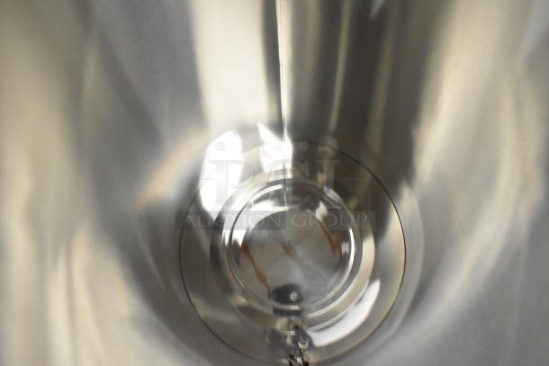 Interior of Avantco 177WB29L water boiler, stainless steel finish, brand new condition, reflecting light.