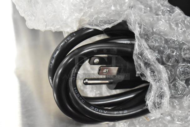 Brand new Avantco 177WB29L water boiler power cord wrapped in bubble wrap; 120V, 1 Phase, 300V marked on wire.