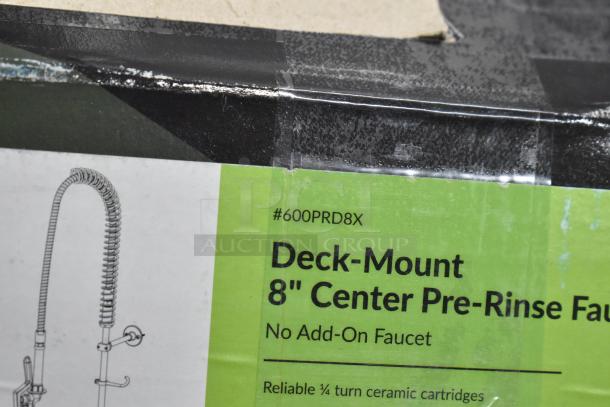 Brand new Regency 600PRA pre-rinse add-on faucet base in box, labeled #600PRD8X, deck-mount, no add-on faucet.