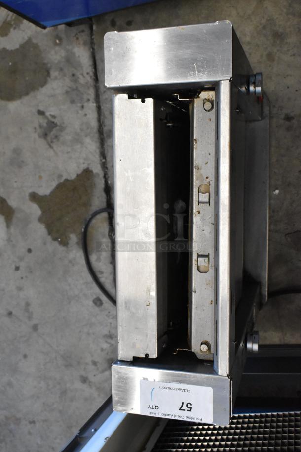 Prince Castle CTS-WS stainless steel commercial vertical contact toaster, 120V, used condition with visible wear.