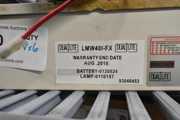 6 various items including Altronix BH12DC8CB box, emergency light with Dual-Lite LMW40I-FX label. Warranty expired Aug 2018.