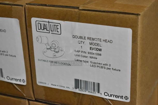 Brand new Dual Lite EVODW double remote head lights in box. Model: EVODW, white, suitable for wet locations, with 2 LED PCBs.
