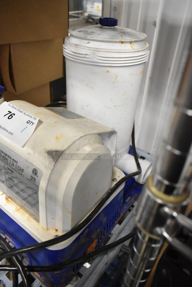 90403E Filter Pump, 110-120V, 1 Phase, model 90403E, visible wear and rust, auction tag showing quantity 76.