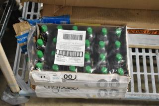 Case of 24 organic lime squeeze bottles, brand new in box. Sealed packaging with a shipping label and two quantity tags.