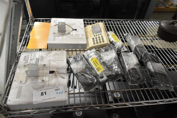 10-item lot featuring Wren Solutions panel, assorted parts, fair condition, some with labels, quantity tag "QTY X10".