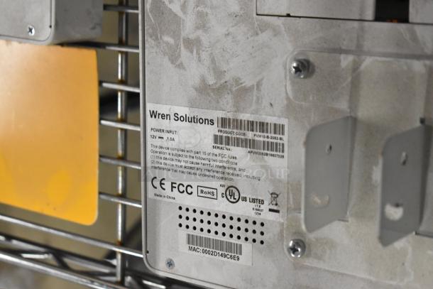 Wren Solutions panel with FCC, RoHS, UL certifications. Product Code: PVM10-B-2082-BL. Serial No: APVM2082B11600728.