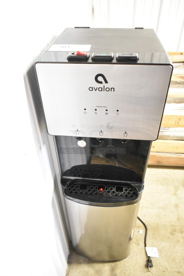 Avalon A3F floor style water dispenser, 115 volts, 1 phase. Stainless steel finish, top control panel, and replace filter indicators.