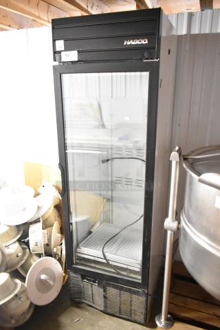 2019 Habco SE18 metal commercial single door cooler, poly coated racks, 115 volts, 1 phase. Good condition.