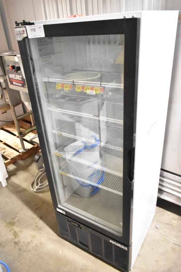 Habco SE12 commercial single door reach-in cooler, poly-coated racks, 115V, 1 phase, excellent condition.