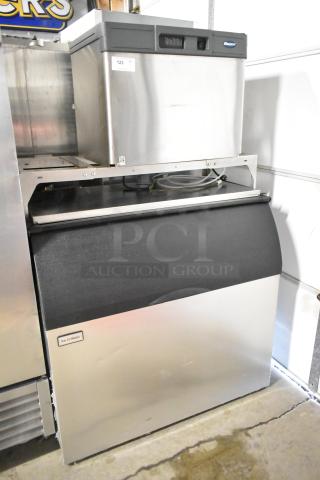 2024 Follett HMC1410WBT Stainless Steel Commercial Micro Chewblet Nugget Ice Machine Head on Ice-O-Matic Commercial Ice Bin. 1475 Lb/Day. 208-230 Volts, 1 Phase. - Item #1227986