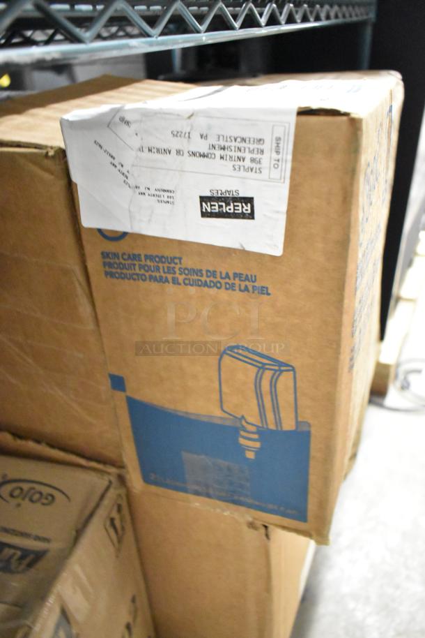 Box with skin care products; label shows Replen Staples. Includes Choice To Go containers, Purell wipes. Auction: 5 times bid.