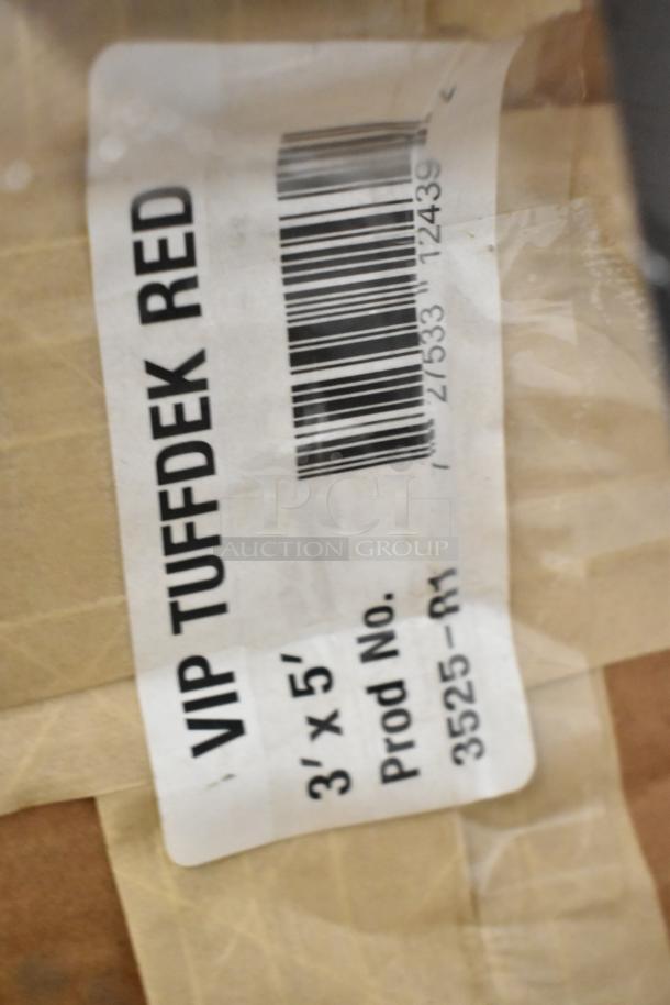 Label showing "VIP TUFFDEK RED" with dimensions "3' x 5'" and product number "3525-R1".