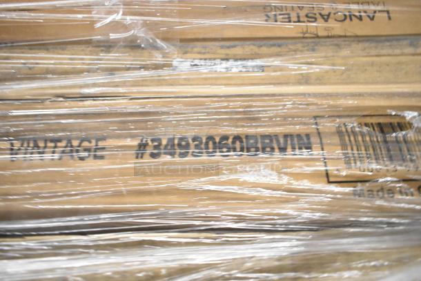 14 new scratch and dent items, including a 24" x 48" 22-bottle wire wine shelf and 30" x 60" wood table top. Marked #3493060BBVIN.