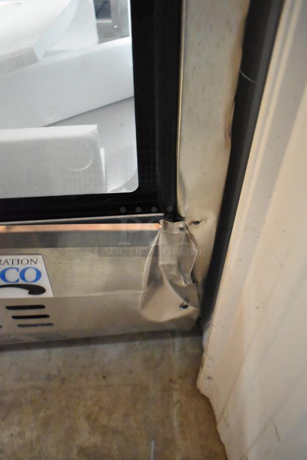 Avantco 178DLC82HCS stainless steel deli display case with visible dent near base, 115V, 1 Phase.