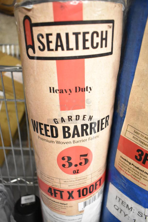 Sealtech Heavy Duty Garden Weed Barrier, 3.5 oz, 4ft x 100ft. Premium woven fabric for effective weed control.