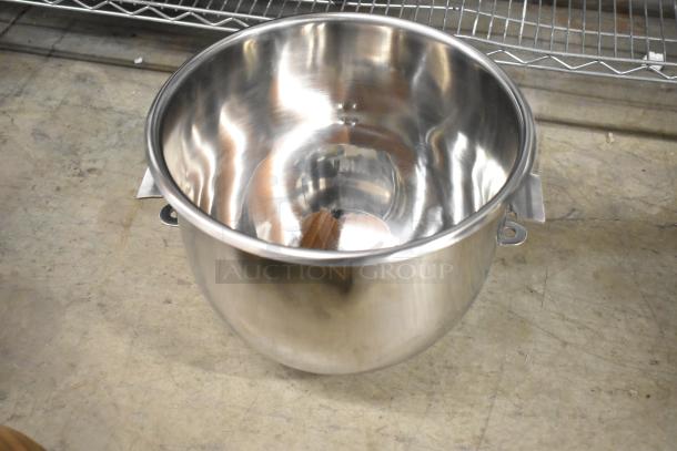 Three kitchen items: white poly ingredient bin, Cambro black insulated food bag, Hobart HMM20 20-quart mixing bowl, excellent condition.