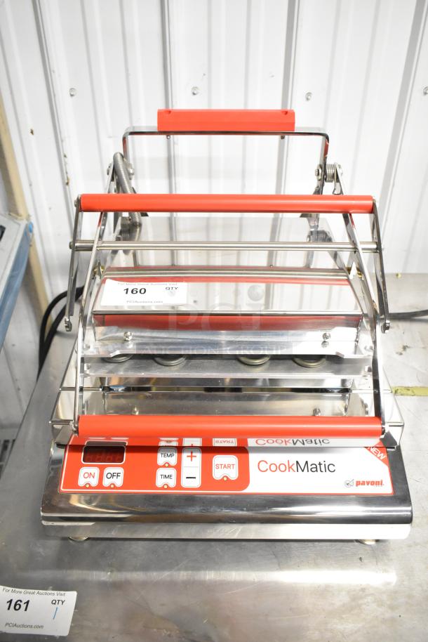 Brand new Pavoni CookMatic stainless steel tartlet machine, 110V, 1 phase. Minor scratches. Model: New CookMatic.