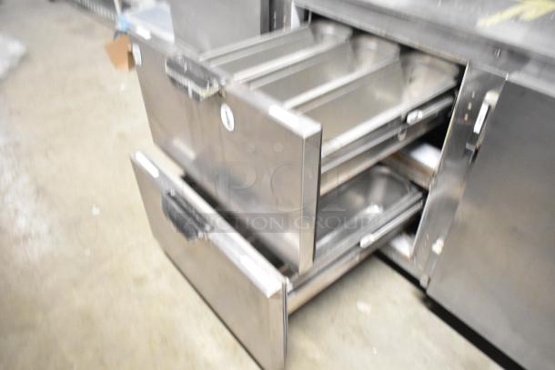 Beverage Air UCRD93A-4-23 stainless steel undercounter cooler with 4 drawers, 1 door. 115 volts, 1 phase.