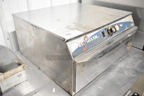Alto Shaam 500-1D stainless steel warming drawer, single drawer, commercial countertop model, visible wear, 120V.