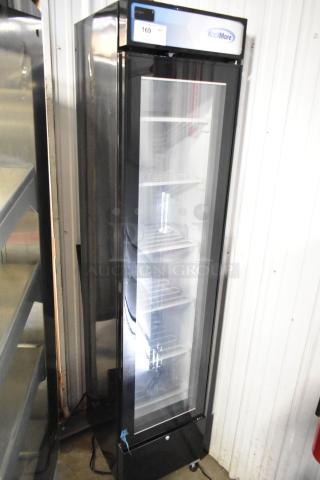 Brand new KoolMore KM-MDF-17S single-door freezer merchandiser; metal construction, poly-coated racks, 115V, 1 phase.