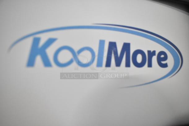 KoolMore KM-MDF-17S freezer, new scratch and dent, single door, metal, poly-coated racks, 115V, 1 phase, logo visible.