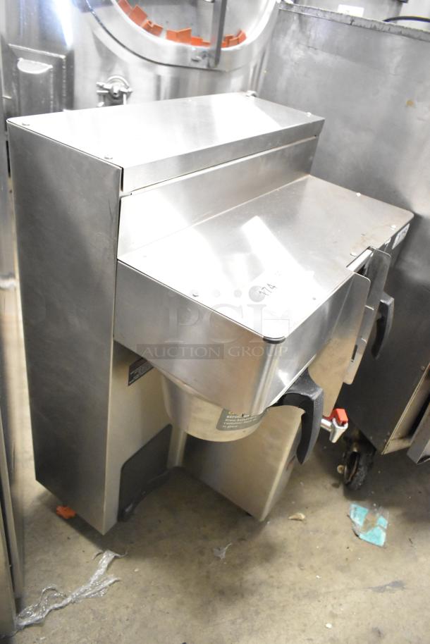 2016 Fetco CBS-2132-XTS stainless steel double coffee machine, hot water dispenser, 2 brew baskets, used condition.