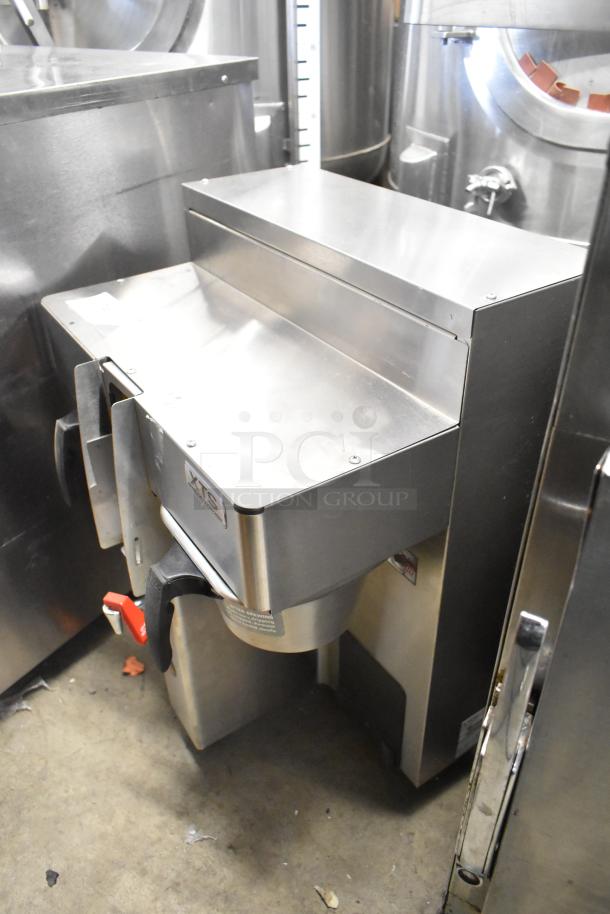 2016 Fetco CBS-2132-XTS coffee machine, stainless steel, double brew baskets, hot water dispenser, countertop, commercial use.