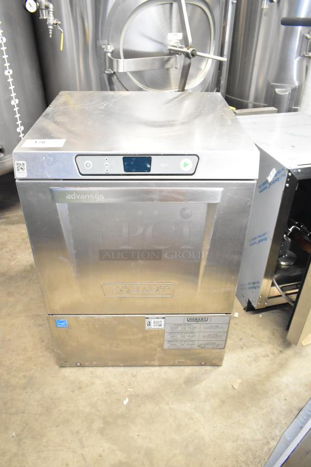 2019 Hobart LXER stainless steel commercial undercounter dishwasher, 120/208-240V, 1 phase, excellent condition, visible labels.