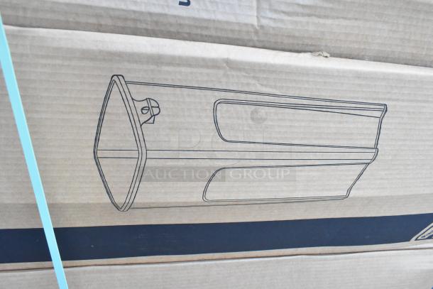 6 brand new Rubbermaid FG356988GRAY Untouchable 92 Qt. gray square trash cans, in original packaging, slight scratches.