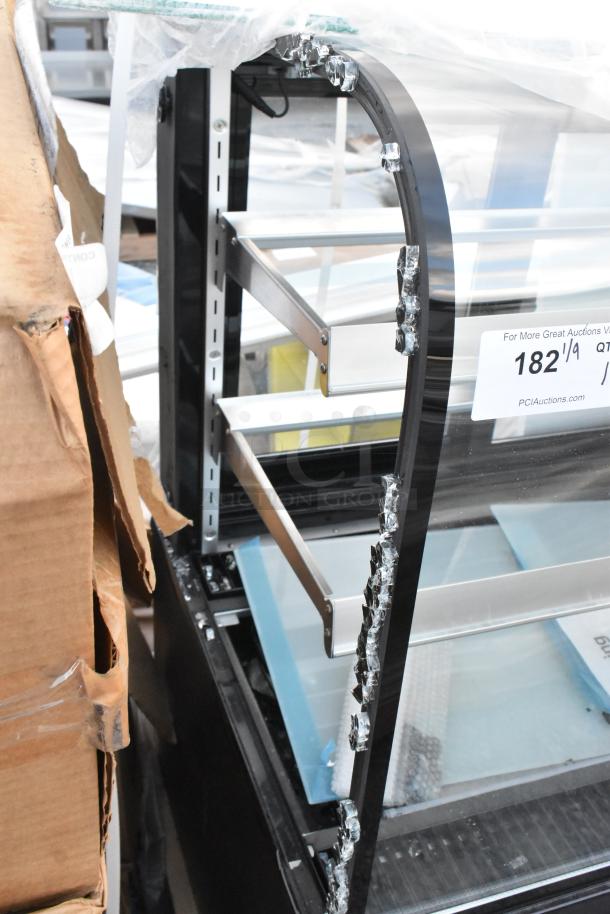 Avantco 193BC72HCB refrigerated bakery display case, 72", curved glass with visible damage. New, 115V, 1 Phase.