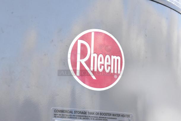Rheem ES120-45-G 120 Gallon Electric Water Heater, 45kW, 480V, 3 Phase, commercial use, visible Rheem logo.