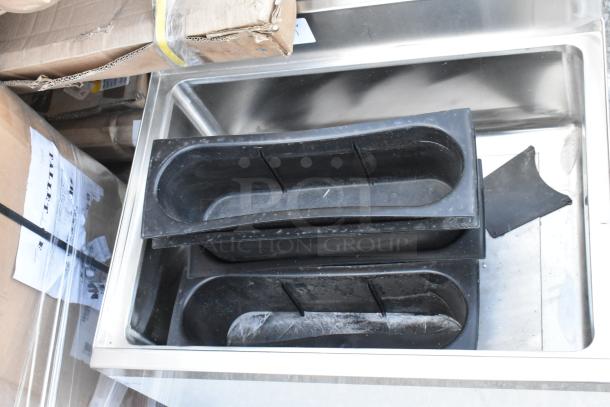 Regency 600IB1824CP 18" x 24" underbar ice bin with 7 circuit post-mix cold plate, bottle holders, brand new, scratch and dent.