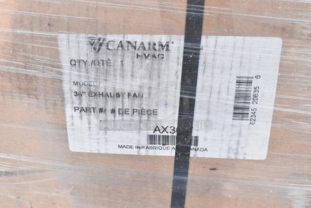 Brand new Canarm 36" shutter-mounted exhaust fan AX36-7, 1-speed, 10,000 CFM, 1/2 hp, scratch and dent.