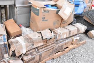 7 new scratch and dent items including hand truck, work table, and air mover. Some damaged boxes, contents intact. AVEX brand.