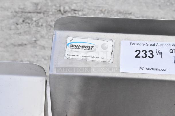 Stainless Steel 3 Bay Sink with dual drain boards, brand label "Win-Holt Equipment Group" visible, in good condition.