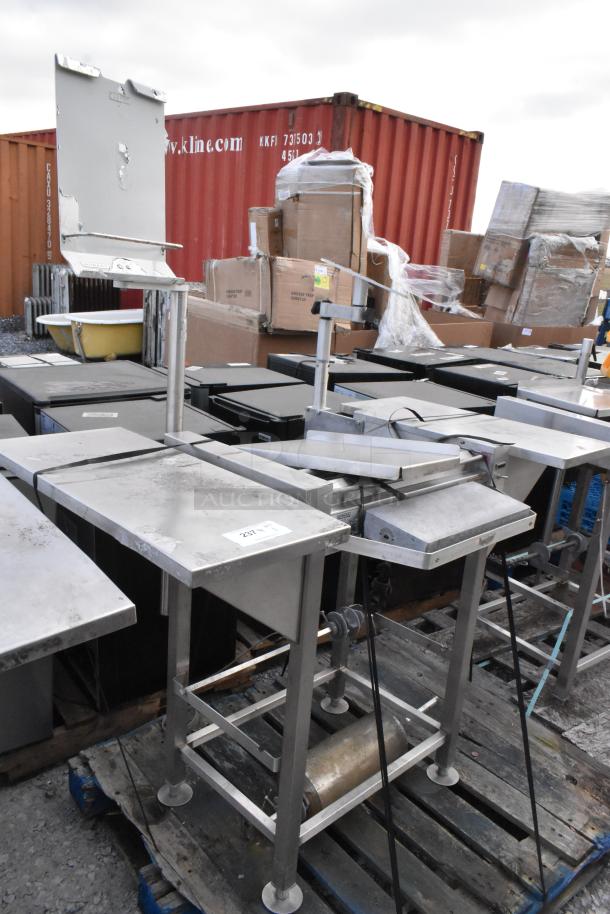 Hobart HWS-4 stainless steel commercial wrapping station, floor model, 120 volts, 1 phase, in fair condition on a pallet.