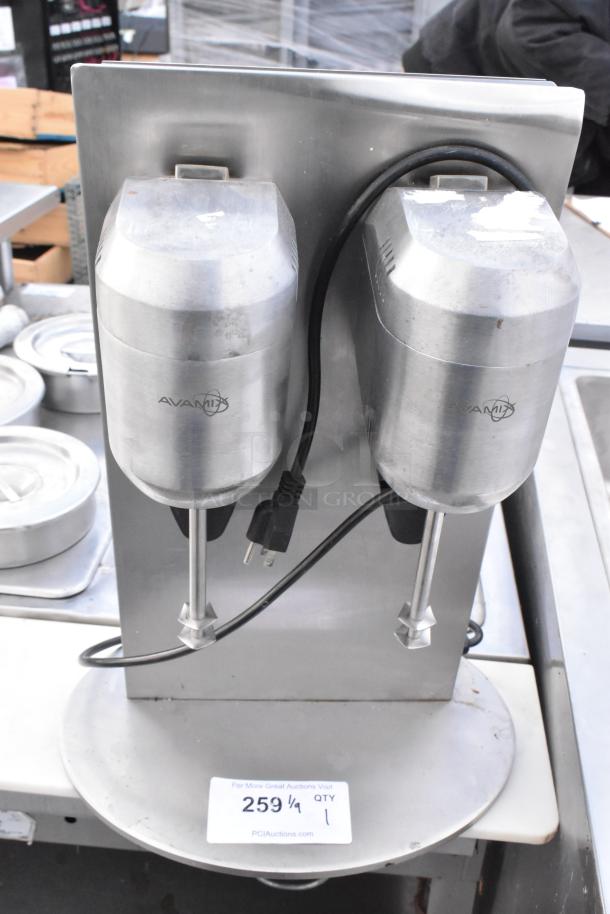 AvaMix DM-B-21C stainless steel 2 head drink mixer, countertop model, 110-120 volts, 1 phase. Visible use marks.