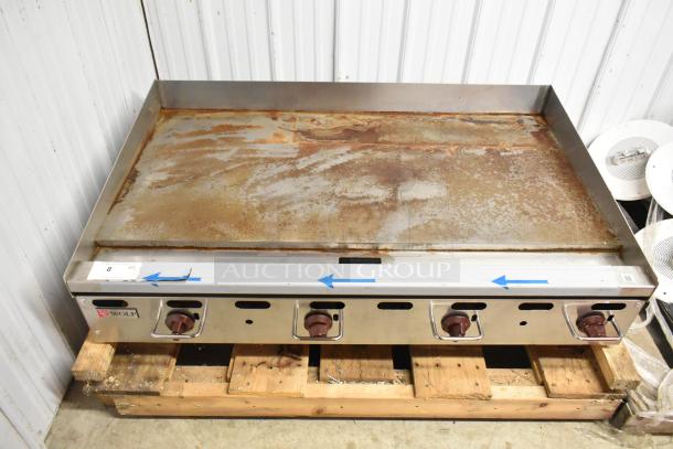 Wolf AGM48-101 Stainless Steel Flat Top Griddle, natural gas, 108,000 BTU, used condition, commercial kitchen equipment.