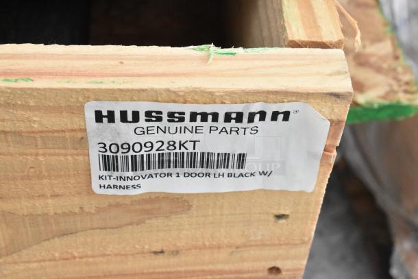 Brand new Hussmann 3090928KT glass merchandiser doors, kit-innovator 1 door LH black with harness, in crate.
