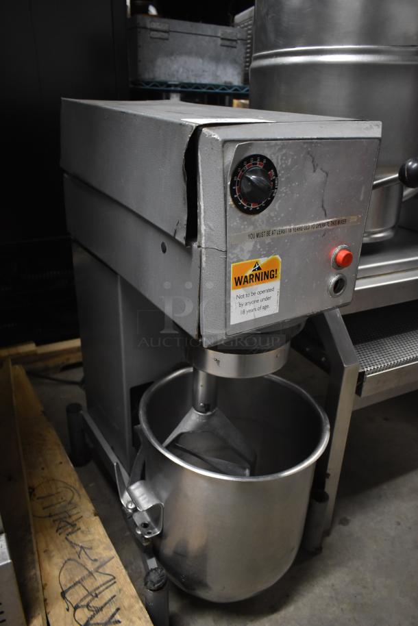 Varimixer W20 commercial 20-quart planetary dough mixer with metal bowl and pastry paddle. Tested, working, 115V, 1-phase.
