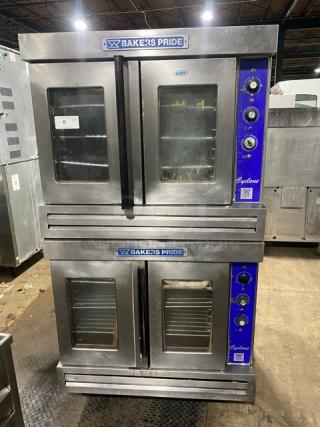 Bakers Pride Cyclone Series double convection oven, model CO11G1. Stainless steel, natural gas, with wired racks, on casters.