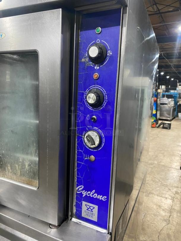 Bakers Pride Cyclone CO11G1 convection oven control panel. Features stainless steel build. Visible brand markings.