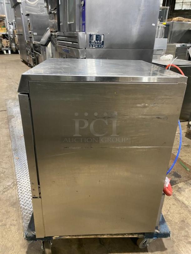 Hobart LXe Series stainless steel undercounter dishwasher, Model LXEH, with full-size peg rack. Electric, 120/208-240V, 1 Phase.