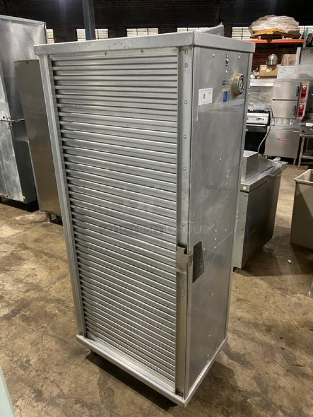 Cres-Cor single section heated holding/proofing cabinet, electric, with built-in pan slides, on casters, 110-120V, commercial use.