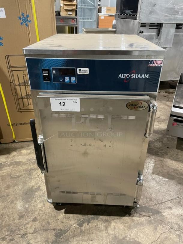 Alto-Shaam 500-S Halo Heat Heated Holding Cabinet, stainless steel, 2019 model, on casters, 6-pan capacity, electric, 120V.